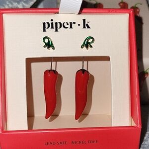 Piper K Red Chili Pepper Earrings BNIB TA Rt TL M
